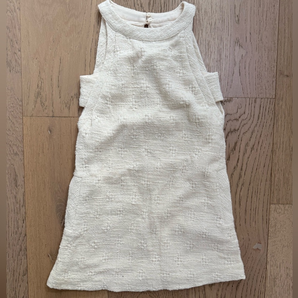 Cream Textured Sleeveless Dress